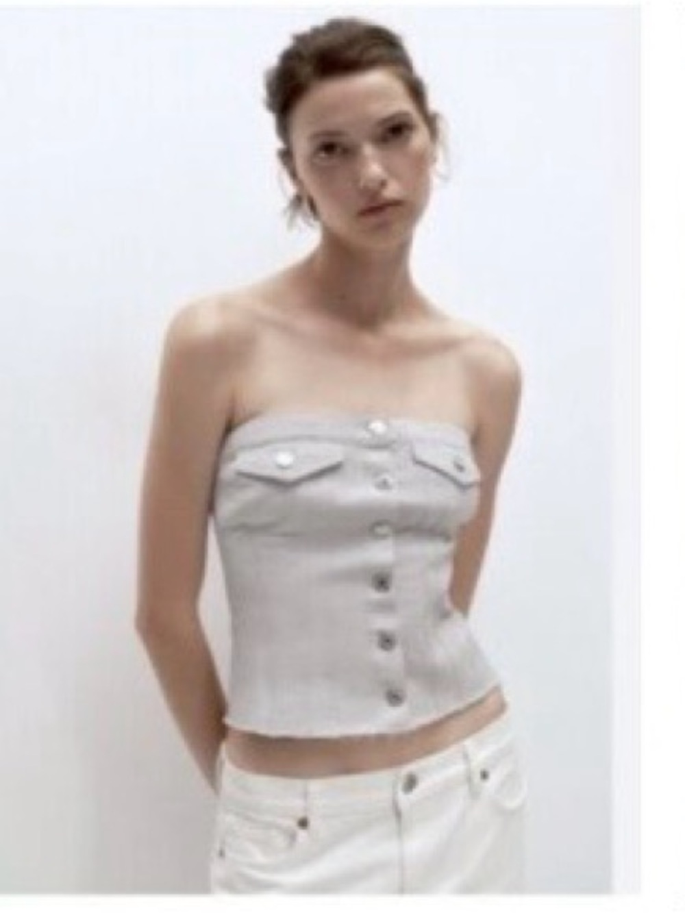 Zara Silver/Gray Corset Top